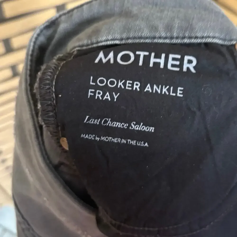 Mother Gray Looker Ankle Fray Jeans 27
